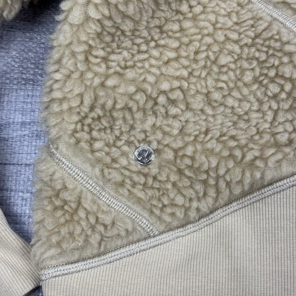Lululemon Scuba Oversized Half-Zip Fleece Hoodie Sz XL/XXL Sherpa Beige Cropped - Picture 10 of 12